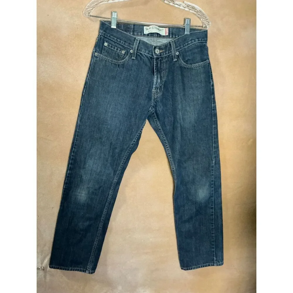 Levis 514 Slim Straight Dark Wash Denim Jeans‎ Mens Size 29x30